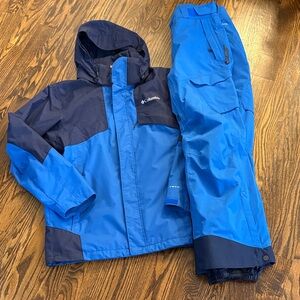 Columbia Two-Tone Blue Ski Jacket and Pants Omni Tech